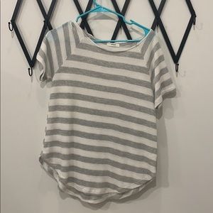 Grey and white striped loose fit tee